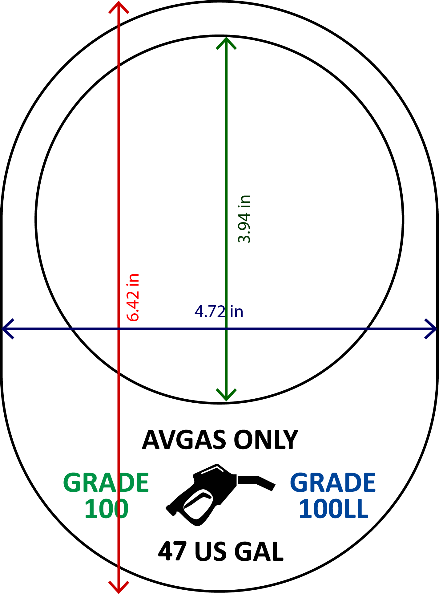 Piper PA-32 Fuel Placard 47 Gallon (pair)