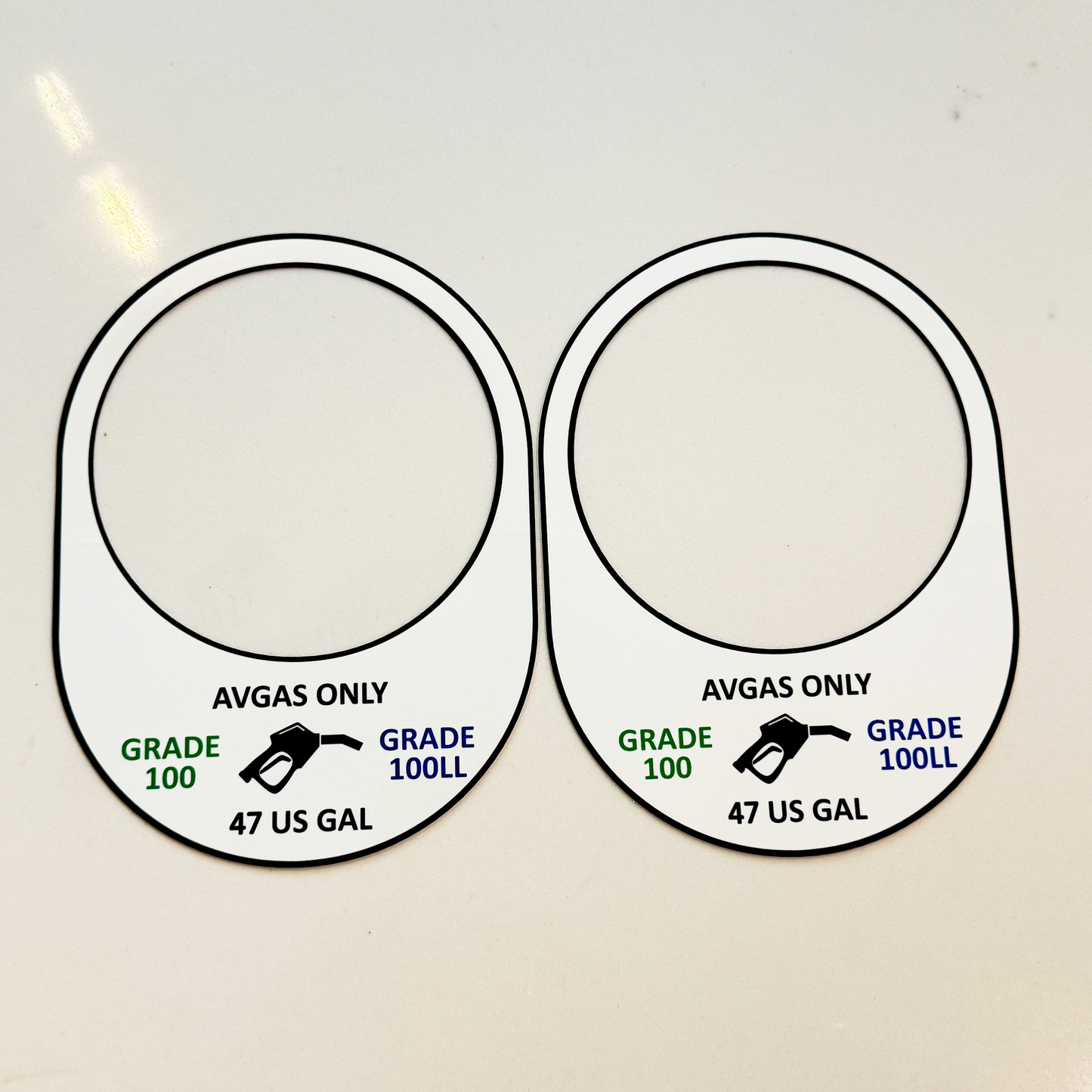 Piper PA-32 Fuel Placard 47 Gallon (pair)