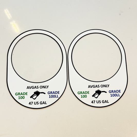 Piper PA-32 Fuel Placard 47 Gallon (pair)