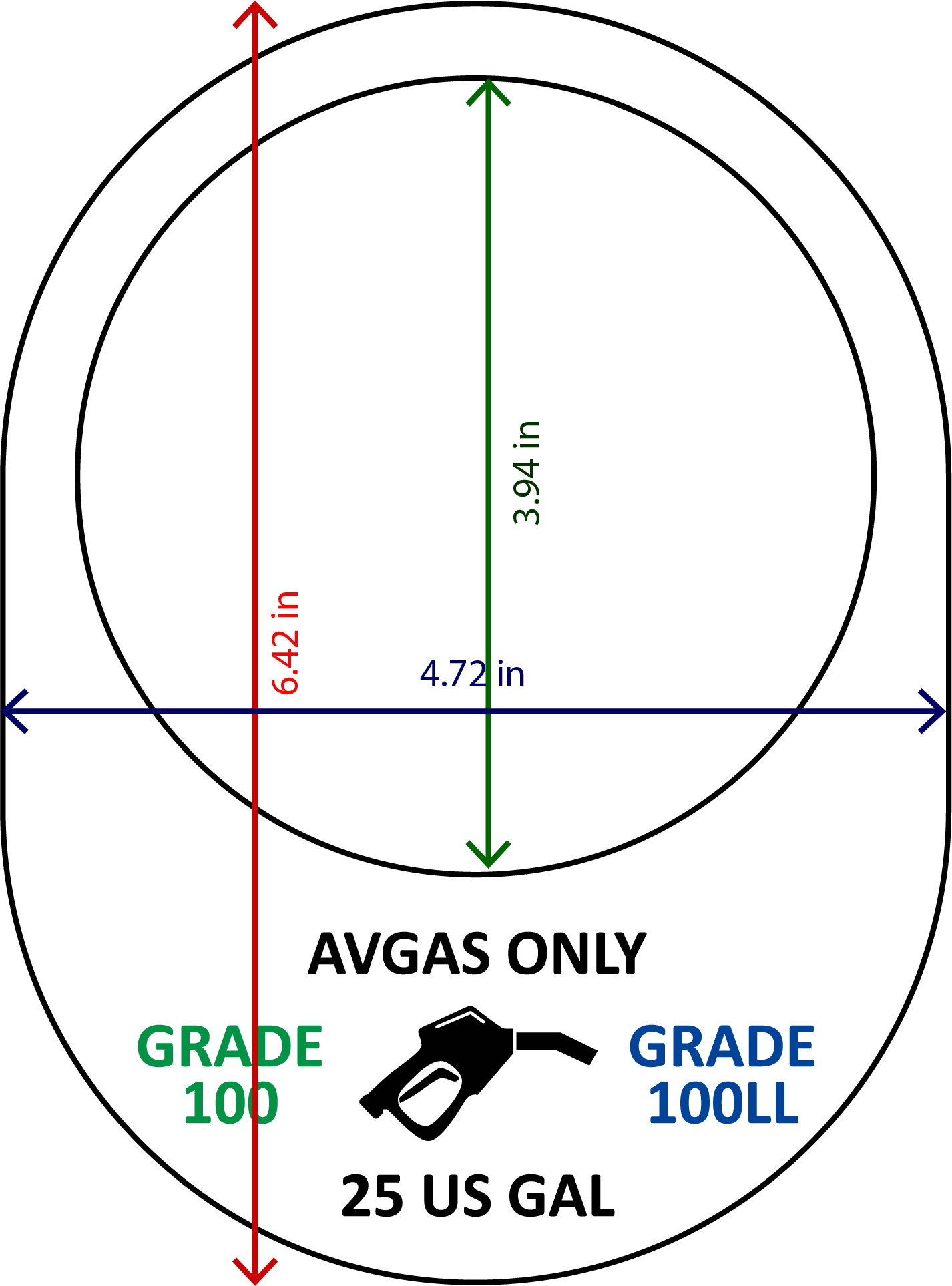 Piper PA-28 Fuel Placard 25 Gallon (pair)
